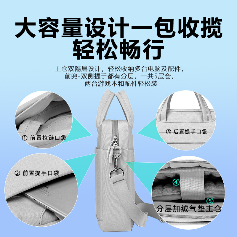 适用小米Air笔记13.3英寸2025新款气囊防震防摔RedmiBook16寸红米Redmi Book14/16小米男女士手提单肩电脑包