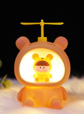 呆呆小咖熊搞怪可爱小灯创意生日新年礼品学生书桌装饰品卡通摆件