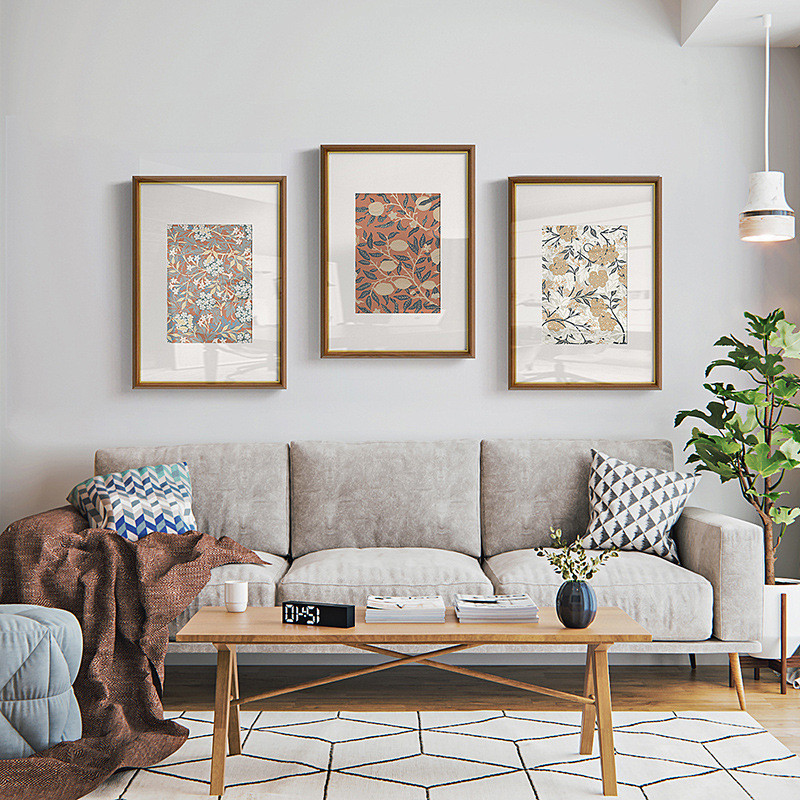 1vpk橙植物花卉原木风客厅装饰画小清新草壁画沙发后面挂画相框