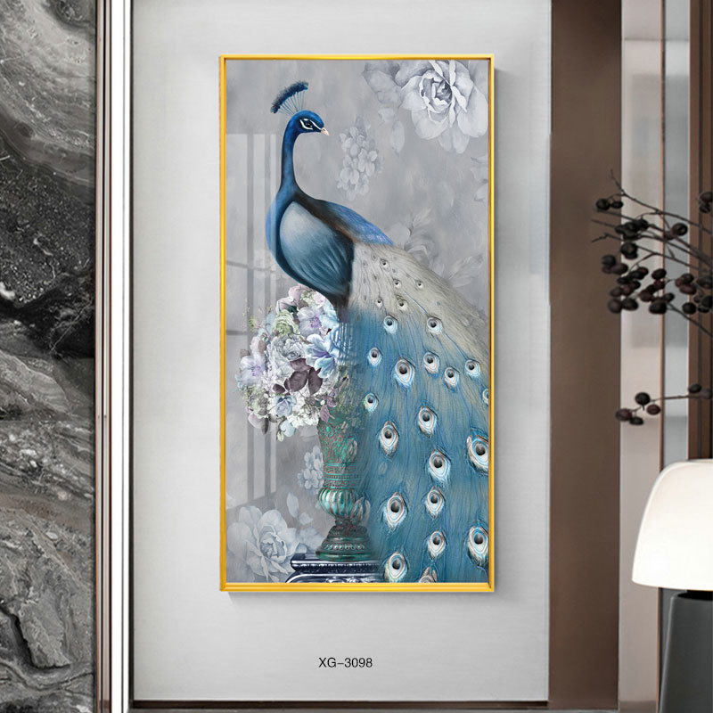 走廊孔雀装饰画欧式抽象客厅玄关过道轻奢现代简约挂画