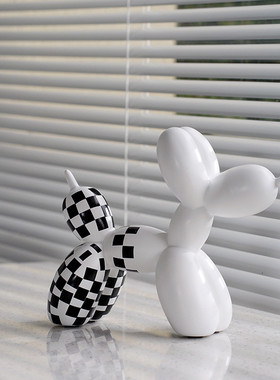 热销黑白格子气球狗道具创意电视柜酒柜客厅玄关儿童房书房装饰品