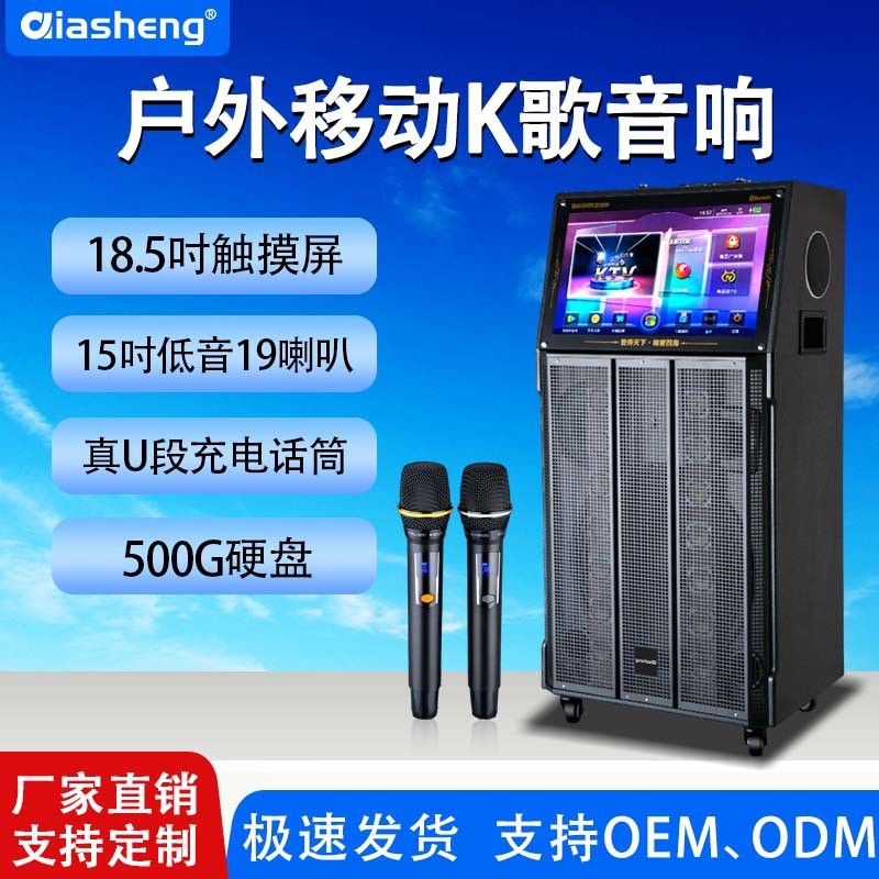 QIASHENG广场舞音响显示屏大音量家庭K歌一体机户外移动拉杆音箱