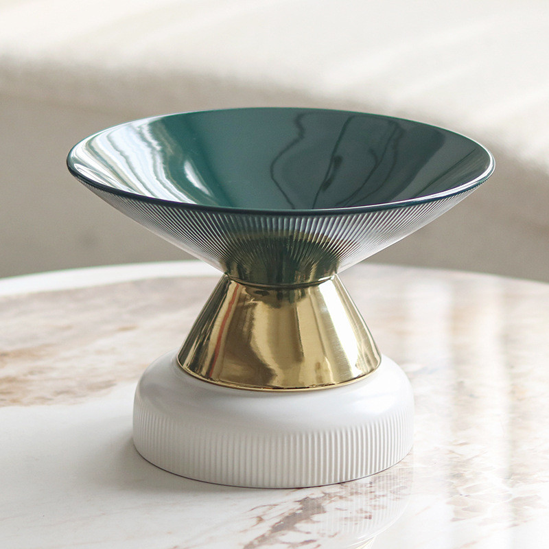 热销陶瓷创意轻奢圆形水果盘摆件售楼处样板间酒店民宿客厅茶几装