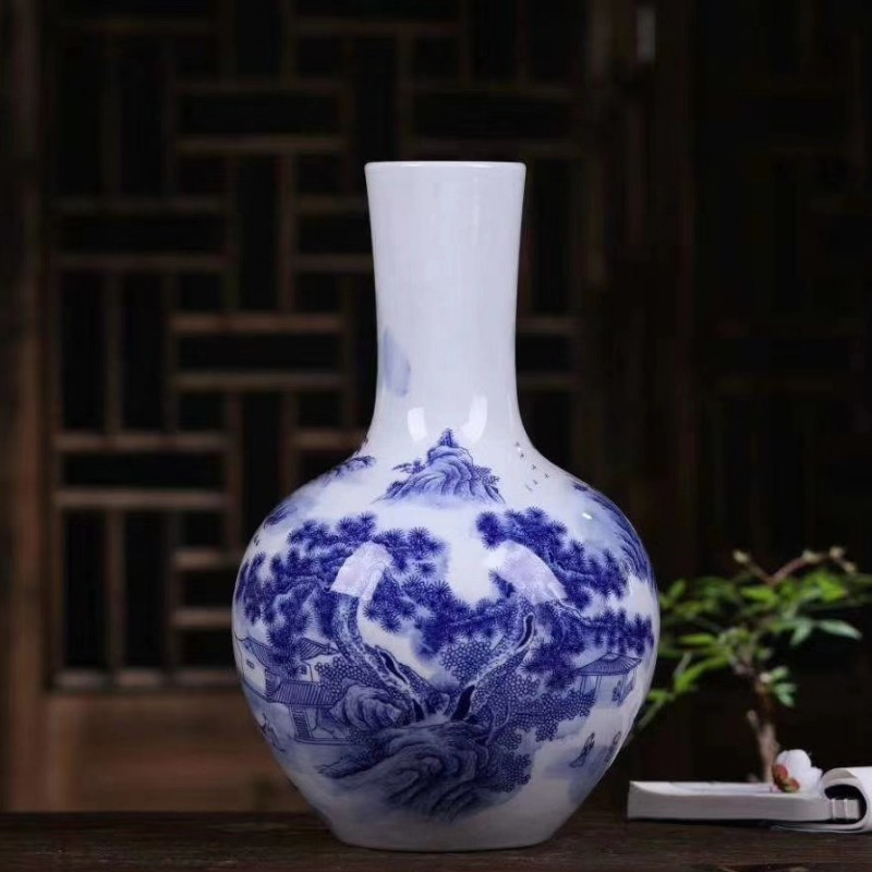 景德镇青花瓷花瓶装饰品 仿古釉下彩陶瓷 家居装饰工艺品摆件批发