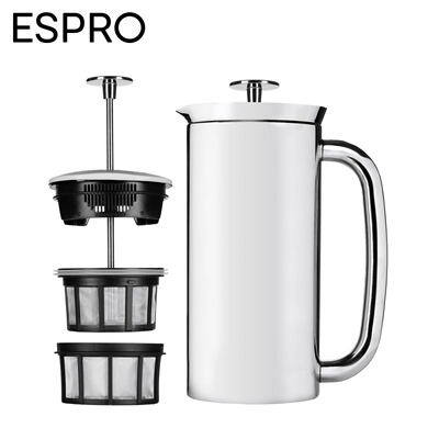 ESPRO大容量双过滤微滤网法压咖啡壶手冲壶双层不锈钢喷塑壶身 P7