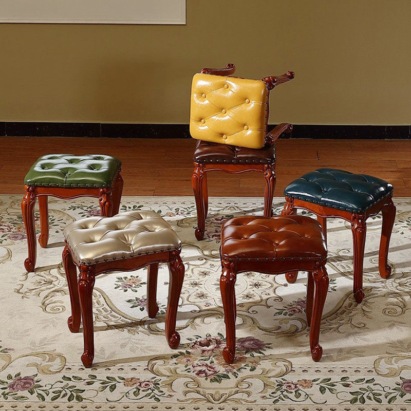 实木古筝钢琴凳美式梳妆凳卧室家用梳妆台凳子欧式化妆凳美甲椅子