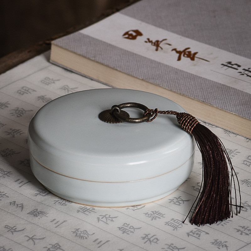 创意多功能陶瓷带盖汝窑砚台学生用书法文房四宝笔墨纸砚墨盒批发