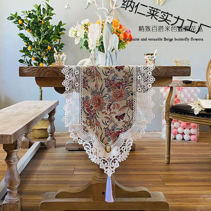 欧美风高级布艺桌旗美式茶几蕾丝电视柜长条桌布斗柜盖巾,居家布艺,桌旗,淘宝优惠券,粉丝福利购,淘宝优惠卷