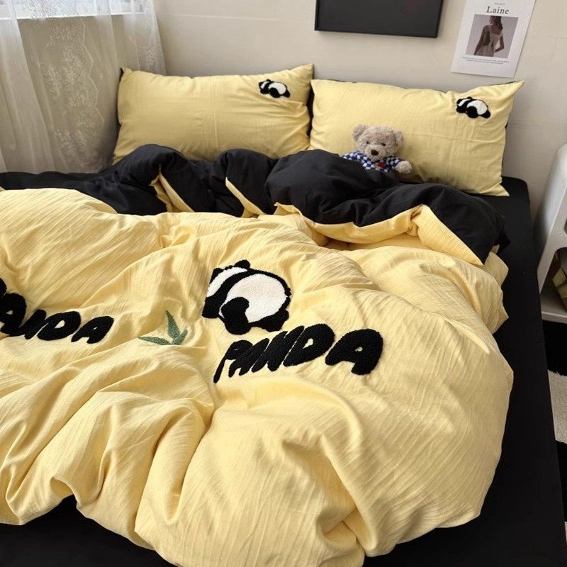 可爱纯棉床上四件套100全棉少女心床品粉被套儿童床单三件套床笠4,居家布艺,蜀绣,淘宝优惠券,粉丝福利购,淘宝优惠卷