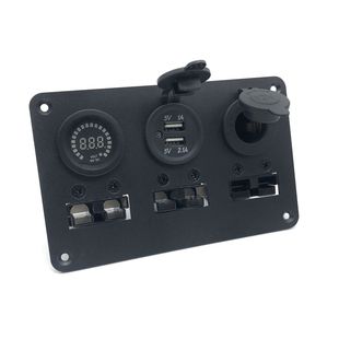 热销彩屏插头面板组合带安德森数字电压表5v3.1a车充充电器12v母座