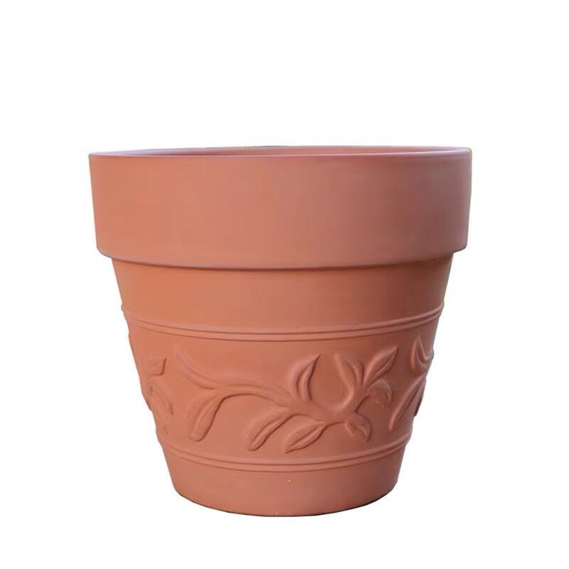 厂家直销绿植透气浮雕红陶花盆陶瓷透水多肉花盆草花花盆透气低温