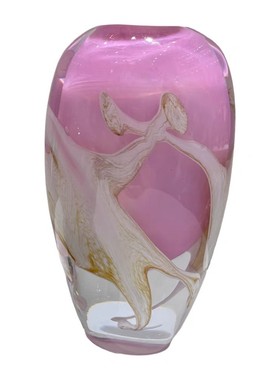 粉色厚重桌面彩琉璃小花瓶炫玻璃摆件工艺品家居装饰品花器