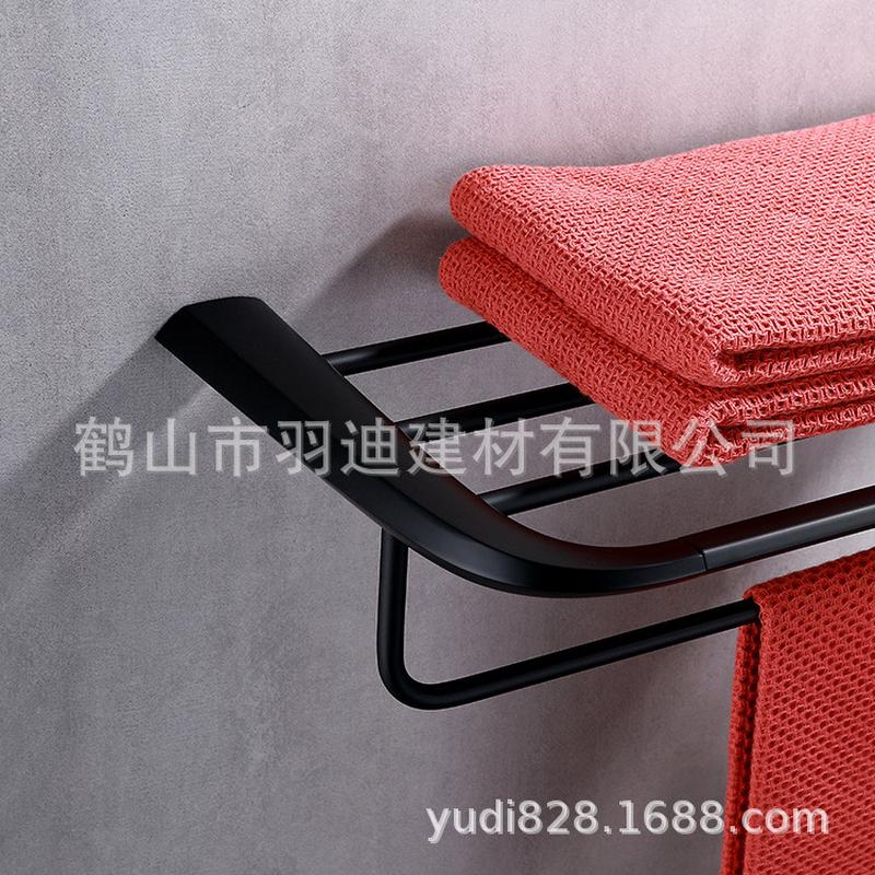 批发打孔黑色毛巾架毛巾杆浴室挂件浴巾架壁挂式卫生间置物架
