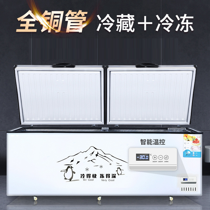 商用大容量冰柜卧式大型展示冷柜保鲜冷藏两用单温双温铜管冷冻柜