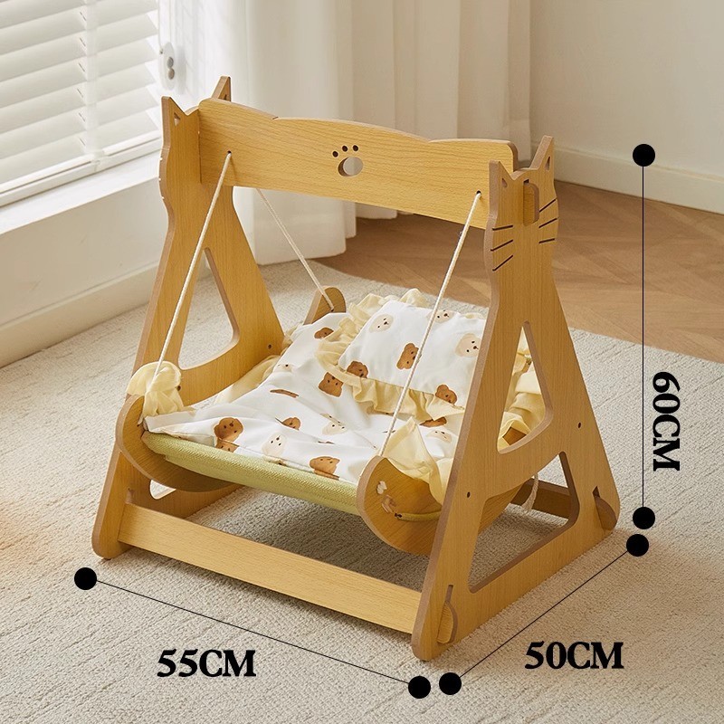 木质猫吊床悬挂式小猫秋千四季通用猫窝狗窝冬季吊篮猫咪摇椅吊椅