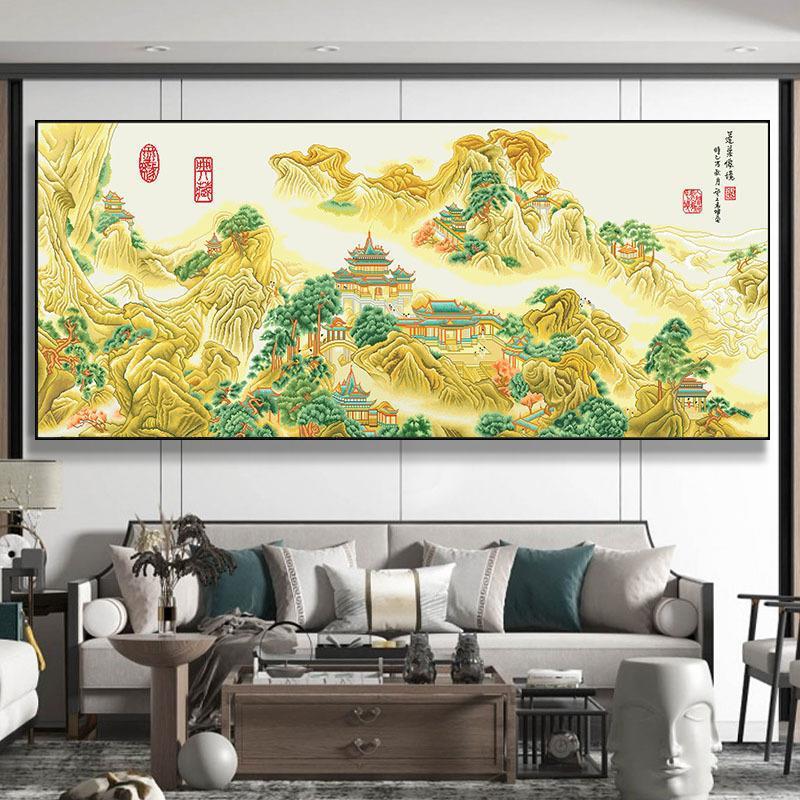蓬莱仙境图十字绣2023新款钻石画中国风景名画大客厅卧室简单DIY