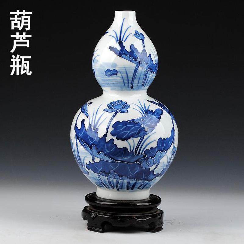 景德镇花瓶青花荷陶瓷花瓶天球瓶赏瓶梅瓶石榴鱼尾瓶家居装饰摆件
