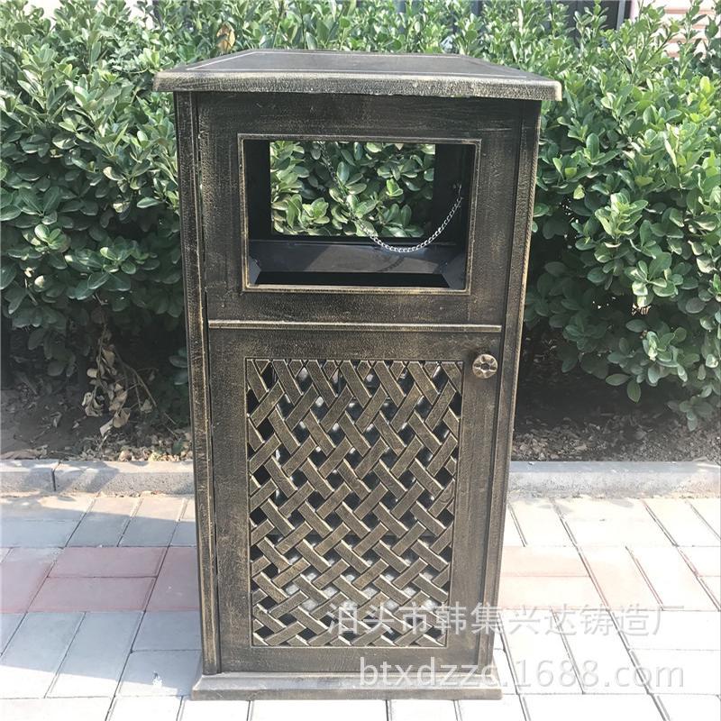 批发欧式垃圾桶LJT-003铸铝方形仿古铜60L供应欧式垃圾桶仿古