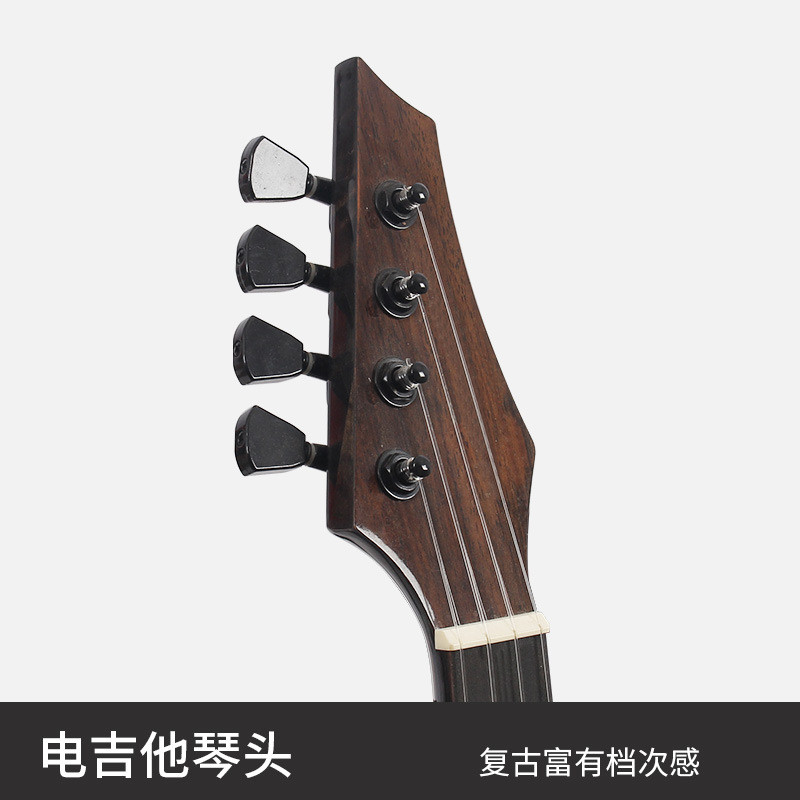 热销全桃花芯面尤克里里缺角23寸单板黑色封闭弦钮亮光实木单