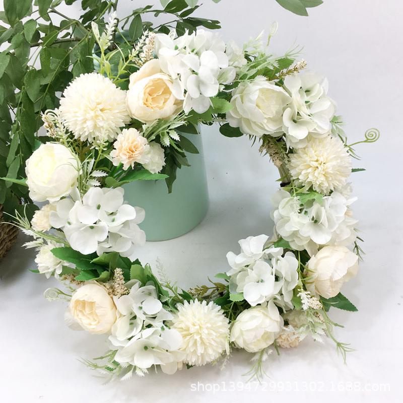 ins仿真花北欧风花环门饰门环装饰花绢花壁式挂饰婚庆家居装饰