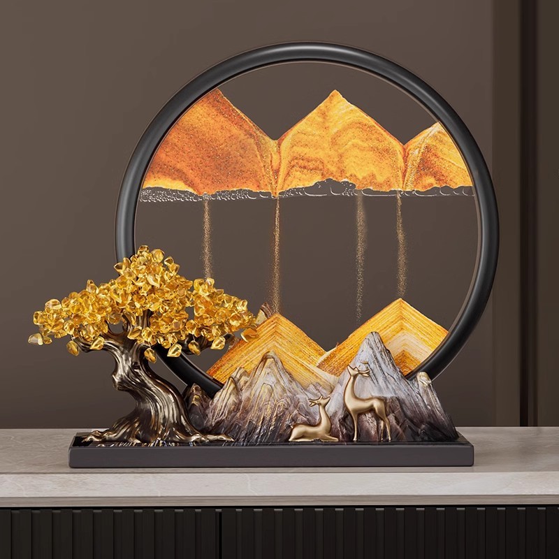 现代轻奢福禄金山流沙画玄关电视酒柜装饰品福禄金山摆件可印LOGO图片