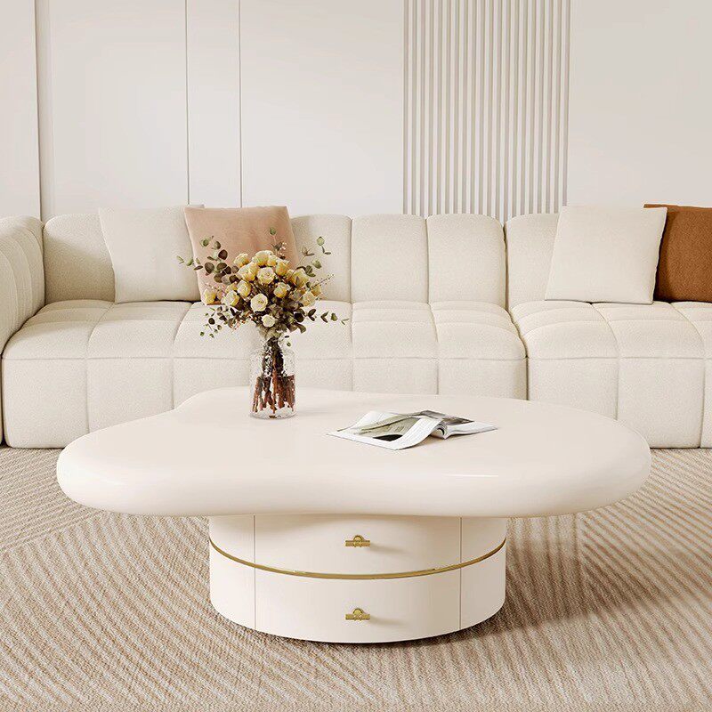 热销奶油风猫窝宠物店客厅家用小户型茶几圆形创意个性可收纳网红