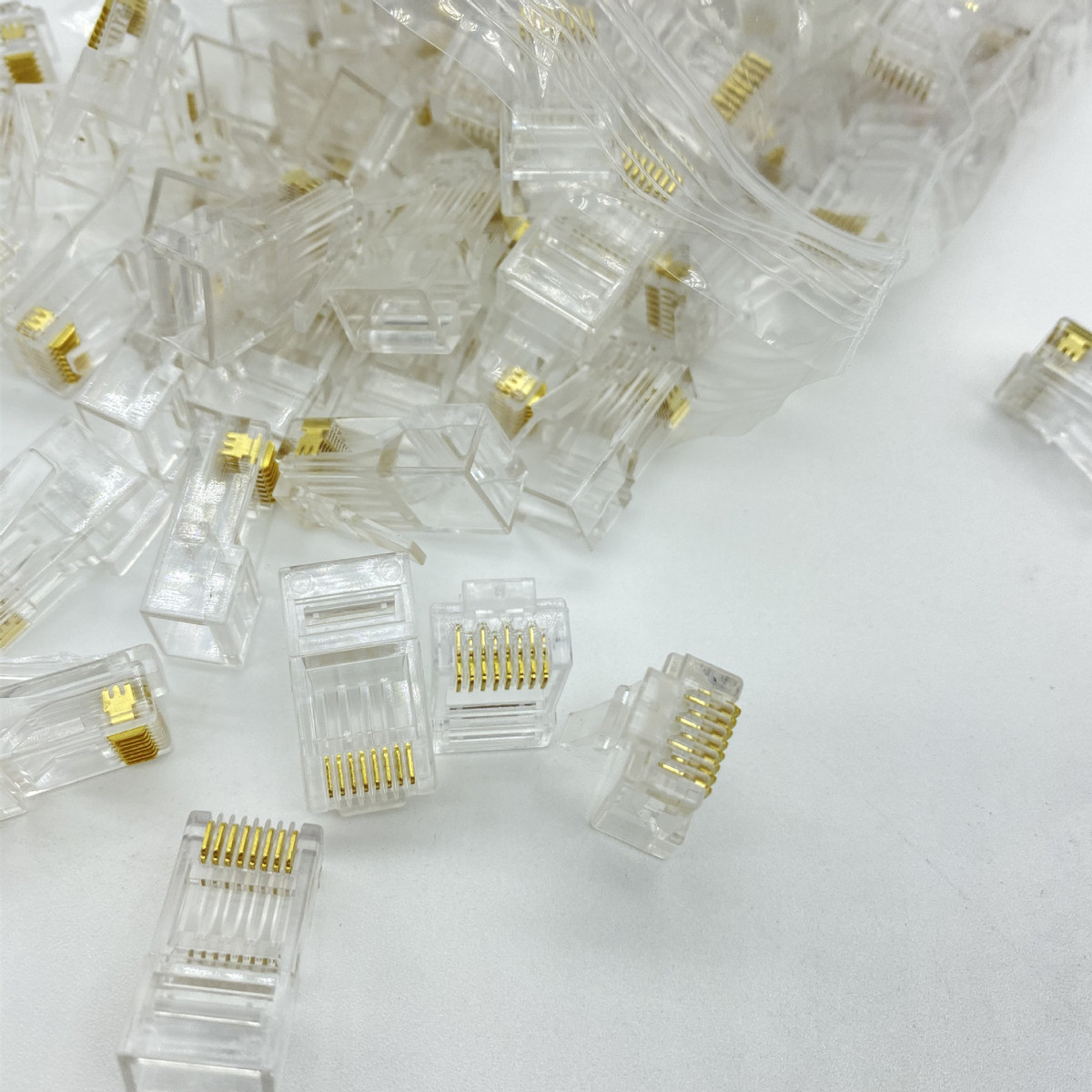 翻新料RJ45 8P8C CAT6非屏蔽超6类非屏蔽水晶头六类网线PVC1000个
