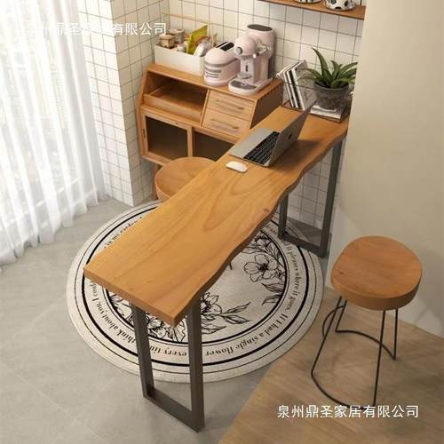 热销实木吧台桌椅组合 家用阳台靠墙高脚桌 奶茶店长条桌简约靠窗