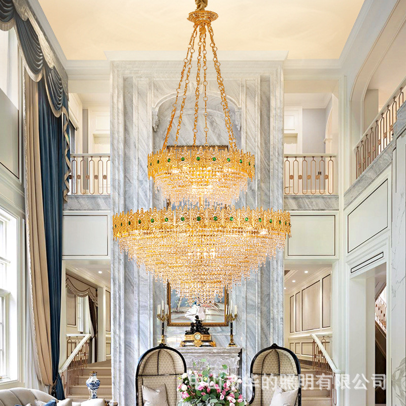 热销法式酒店别墅大厅客厅灯楼中楼复式楼大吊灯大堂轻奢水晶灯长