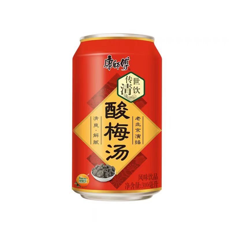 新货康师傅310ml*6罐4种口味/酸梅汤/水蜜桃/鲜果橙/冰红茶