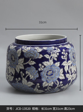 bestwest方盒青花描金四中式首饰盒家居轻奢软装储藏罐装饰品