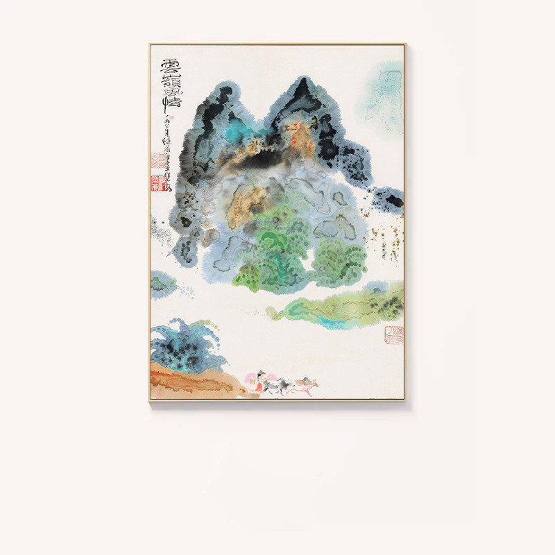 泠高档玄关书房新国风陈家中式禅意挂画室装饰画走廊水墨荷花茶楼