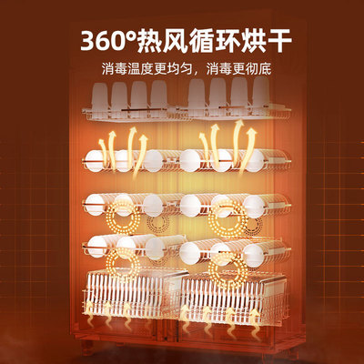 圣托热风循环商用消毒柜立式大容量食堂幼儿园餐盘不锈钢双门碗柜