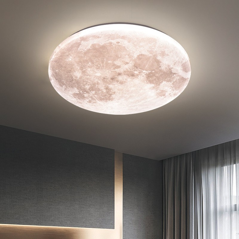 led吸顶灯卧室壁灯月亮灯具书房卧室现代简约北欧圆形月球创意床