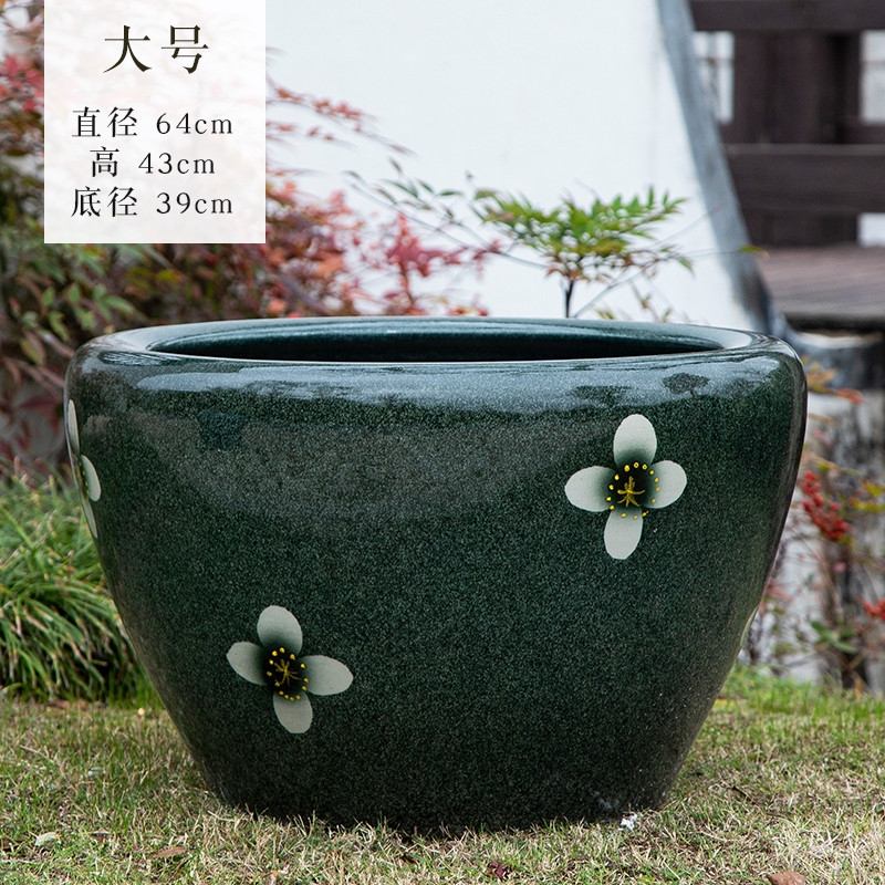 景德镇阳养金鱼碗睡莲花盆荷花缸乌龟缸大号书画水缸陶瓷鱼缸庭院