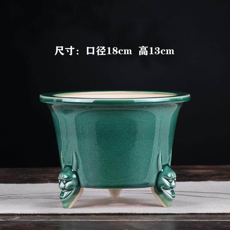 紫砂花盆陶瓷盆景兰花盆多肉盆栽青瓷釉冰裂石湾外贸花盆