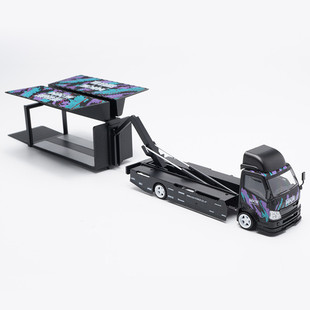 热销microturbo1/64改装低趴全落地厢式拖车收藏汽车模型hks涂装