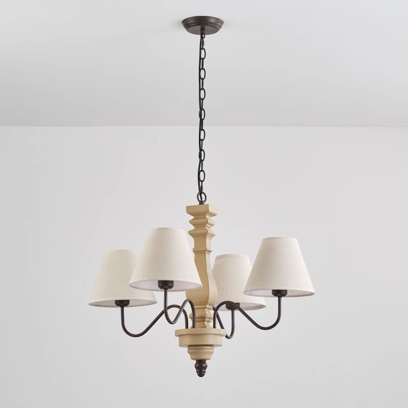 餐厅吊灯美式中古书房卧室灯具艺布罩木法式复古民宿饭厅客厅吊灯