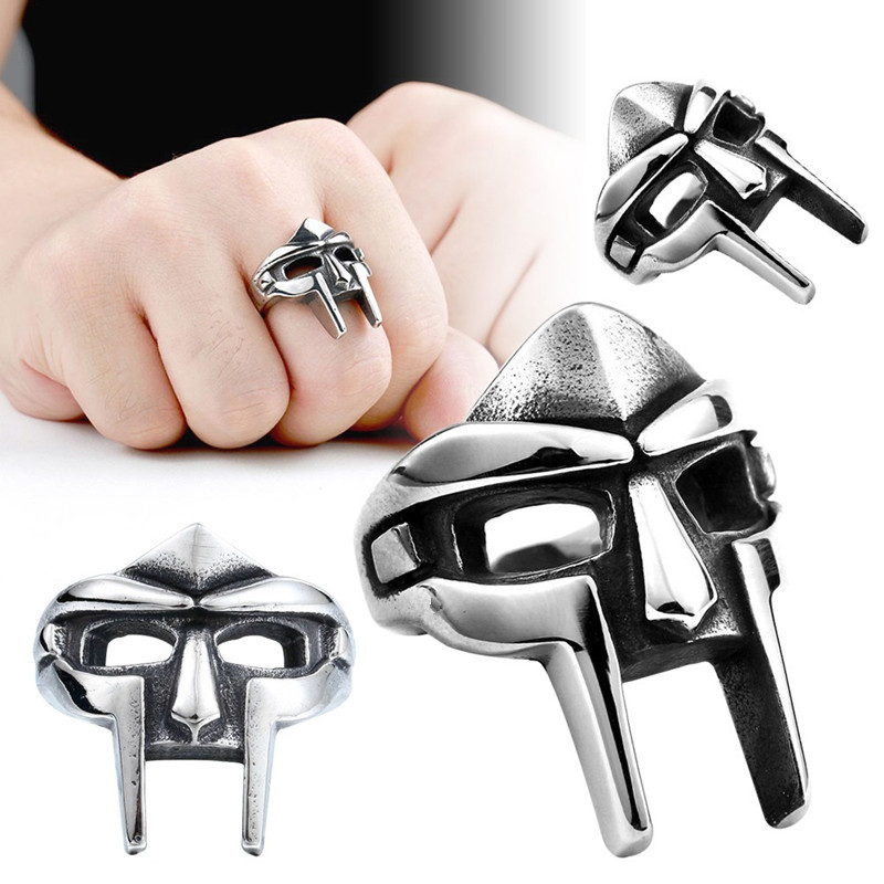 Goth Hip Hop MF DOOM Mask Rings For Men Gladiator Punk Style