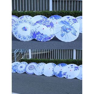 青花瓷吊顶装饰舞蹈汉服旗袍走秀中国风绸布伞油纸伞儿童古风道具