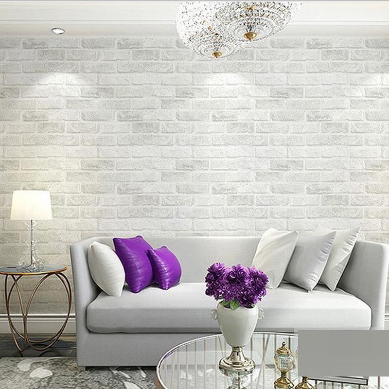 砖加厚灰白砖块墙纸理发店火锅店3d立体凹凸发泡现代简约纹壁纸