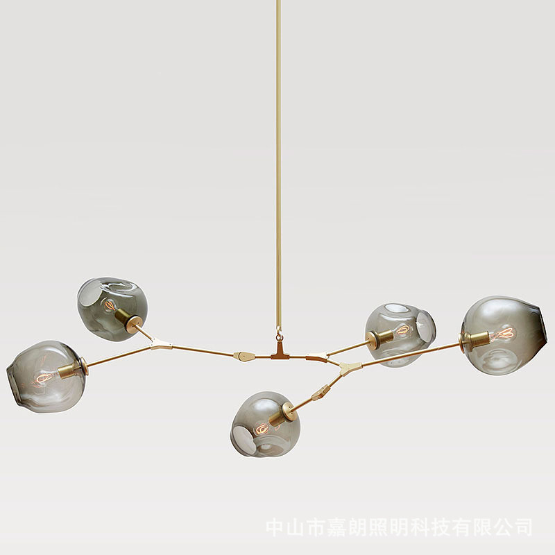 厂家魔豆吊灯北欧创意美式网红分子灯铁艺玻璃树枝客厅餐厅吊灯