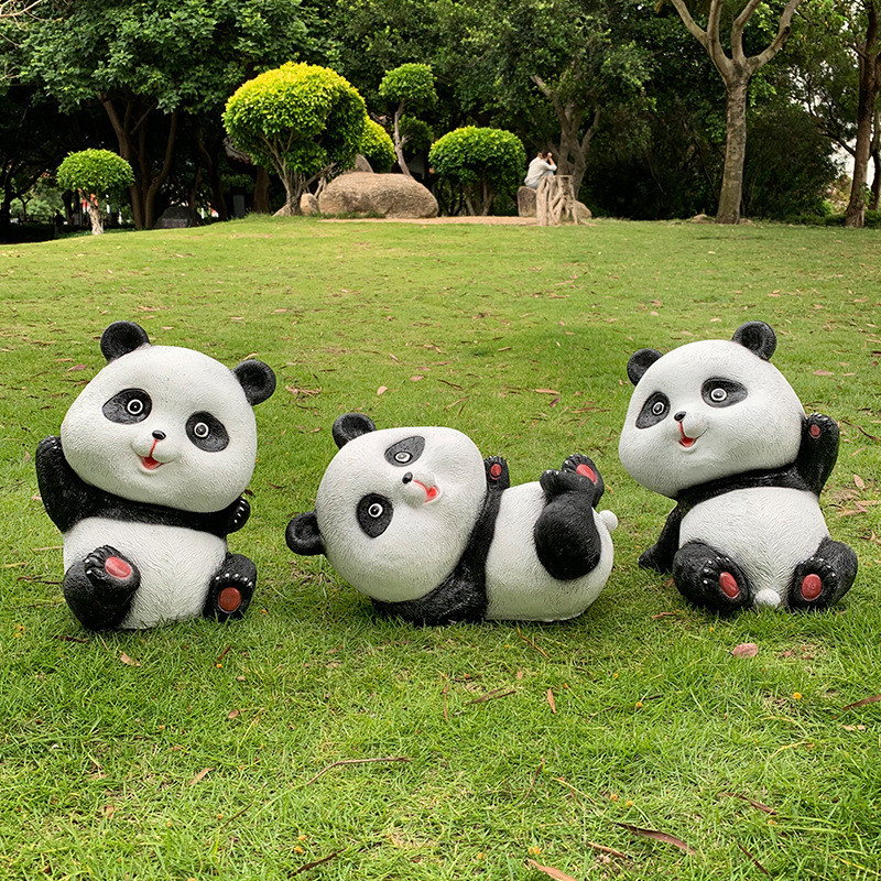 熊猫雕塑创意摆件户外花园庭院仿真动物玻璃钢装饰公园草坪别墅