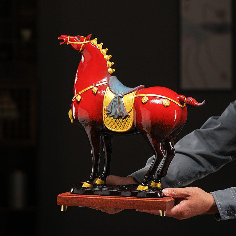 陶瓷红色将军马摆件家居客厅酒柜办公室桌面装饰高档礼品招财唐马,家居饰品,装饰摆件,淘宝优惠券,粉丝福利购,淘宝优惠卷