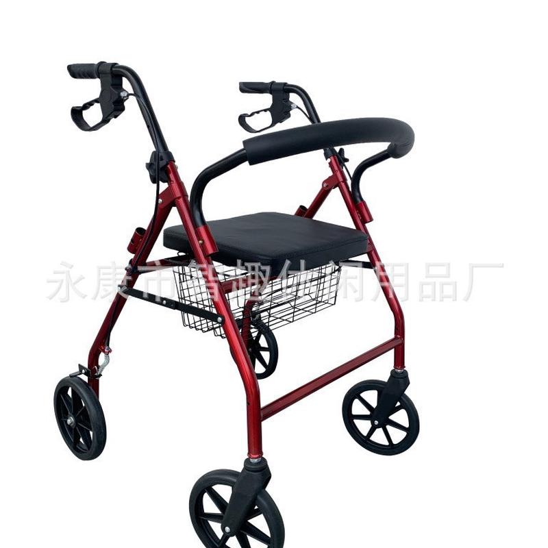 老年人手推车折叠轻便代步车铝合金买菜购物车四轮助行器带座