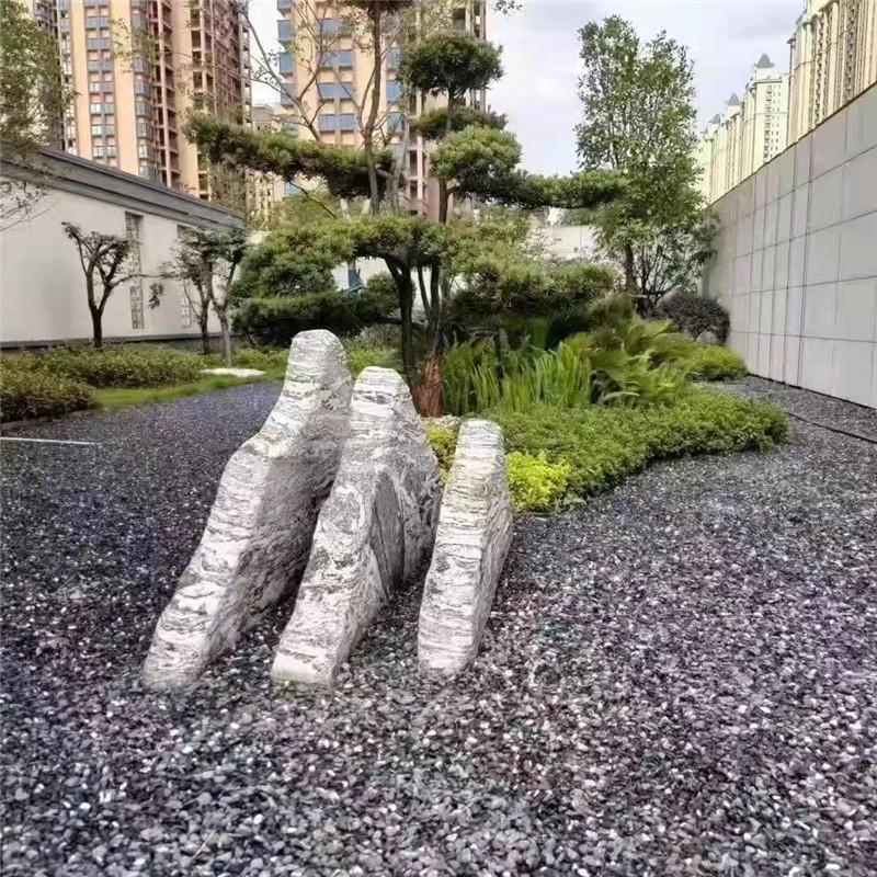 热销枯山水山水黑色石子胶粘石公园景观装饰砾石枯造景造景碎石子