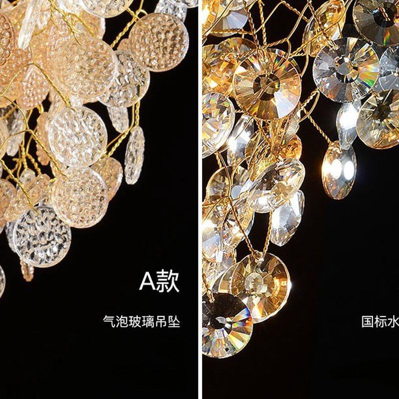 后现代轻奢水晶吊灯意式圆形奢华餐厅法式金色新款艺术客厅灯灯具