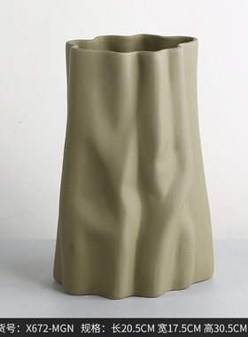 家居西博莫兰迪仿树根陶瓷花瓶摆件家居样板房客厅软装花器花盆