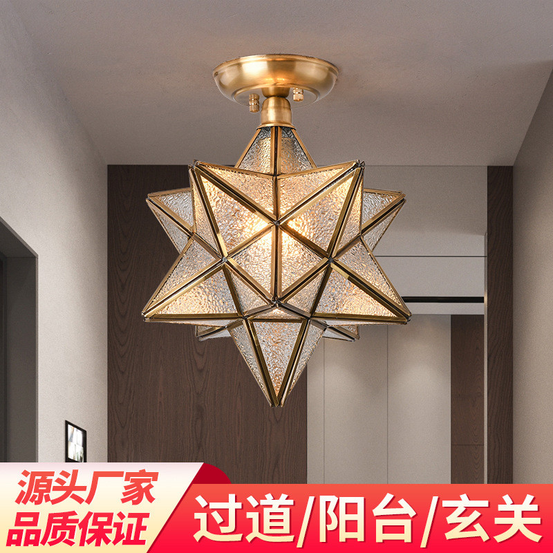 简约现代走廊灯欧式全铜过道灯美式玄关阳台灯衣帽间卧室吸顶灯