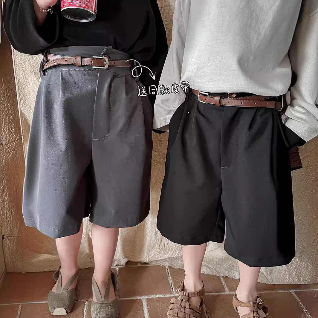 佳叶童品2025儿童春秋西装短裤男女宝宝森系复古中裤五分裤送皮带